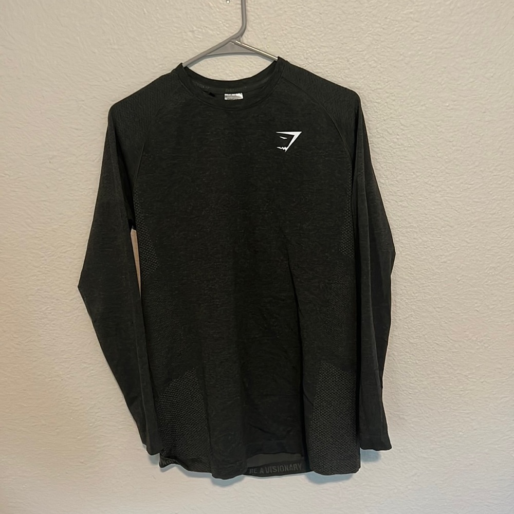 Green Gymshark seamless long sleeve t shirt.